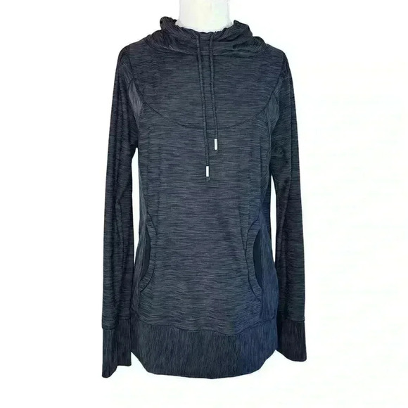 Prana Women’s Medium Long Sleeve Cowl Neck Pullover with Pockets Dark Gray - Picture 3 of 8